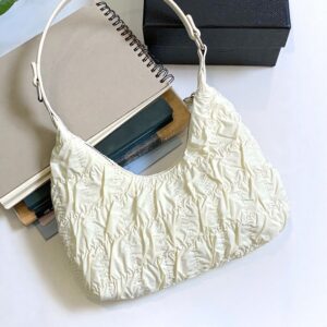 Puff Pleated Handbag, Summer Fashion Cloth Single-shoulder Dumpling Sweet And Cool Bag, Cream Underarm Bag