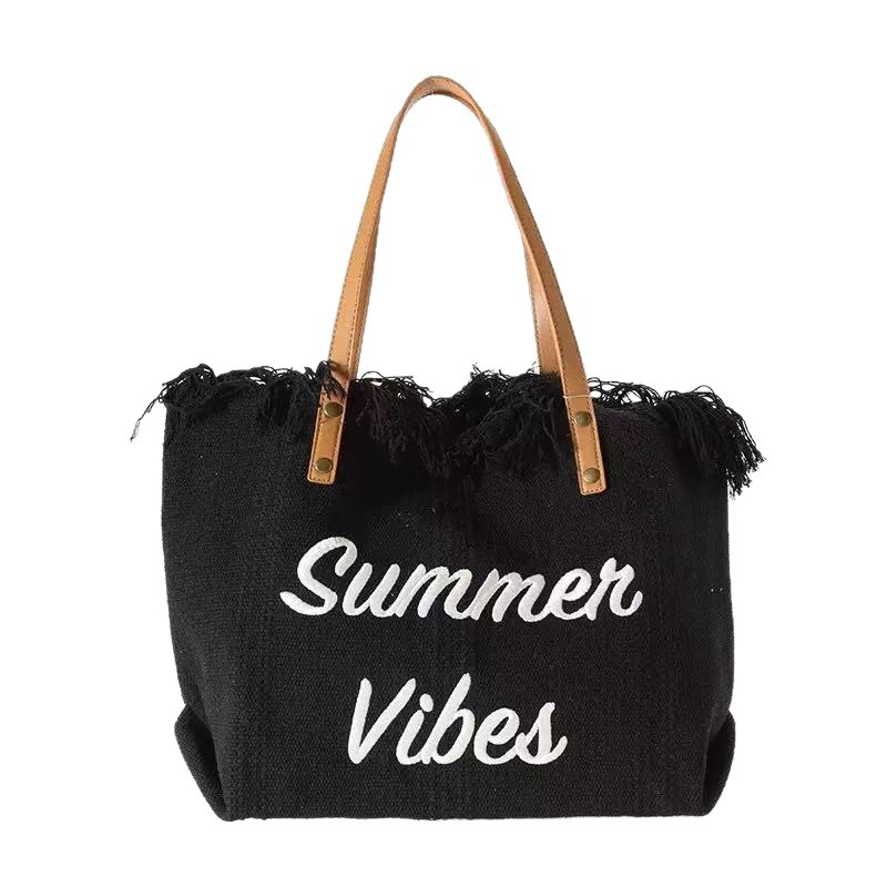 Beach Travel Tote Fashion Simple Tassel Mommy Large Capacity Shoulder Bag Trendy - Image 5