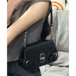 New Underarm Melard Hardware Lock Flip Commuter Crossbody Bag For Women Two-in-One