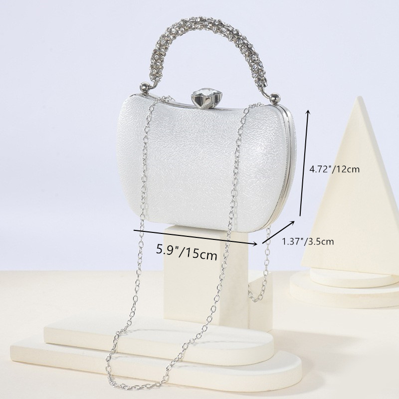 Elegant Socialite Evening Street Fashion Diamond-Encrusted Handbag Chain Dress Bag - Image 3