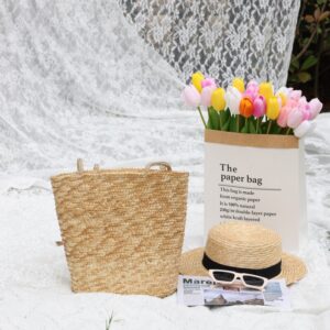 Large capacity single shoulder straw woven bag, versatile vacation beach handbag, women’s handbag