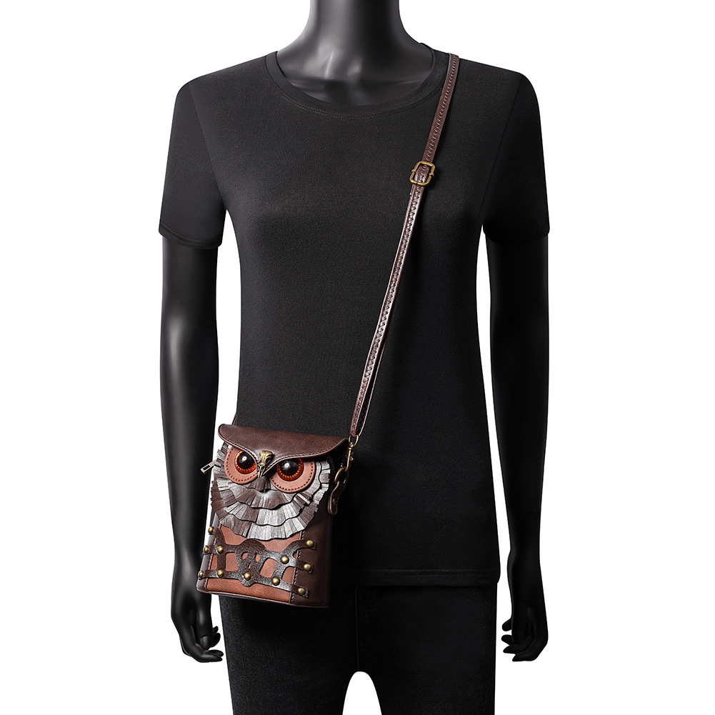 New Retro Punk Style Women's Shoulder Crossbody Creative Owl Mini Coin Purse Bag - Image 3