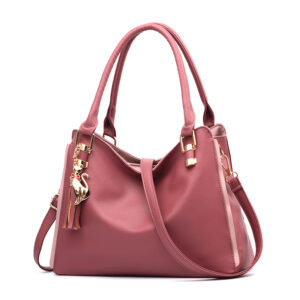 Soft Leather Women’s Mother’s Bag, Color Blocked, Simple, Trendy, Casual, Hand-held, Diagonal Cross Large Bag