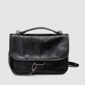 Black Versatile Rock Soft One Shoulder Crossbody Lingge Chain Wandering Women’s Bag
