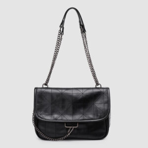 Black Versatile Rock Soft One Shoulder Crossbody Lingge Chain Wandering Women’s Bag
