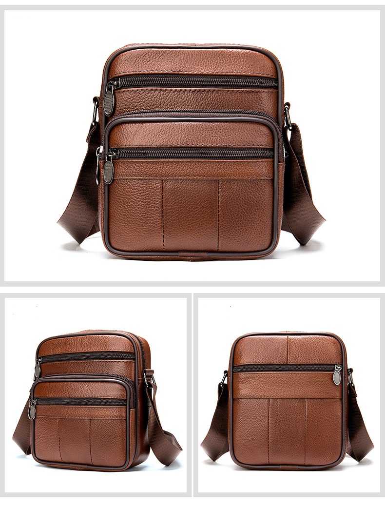 First layer genuine men's Men's single shoulder Business leather casual crossbody bag - Image 2