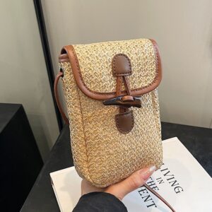 Beach Vacation Woven For Women 2026 New Model Horn Buckle Single Shoulder Crossbody Stylish Versatile Mobile Phone Bag