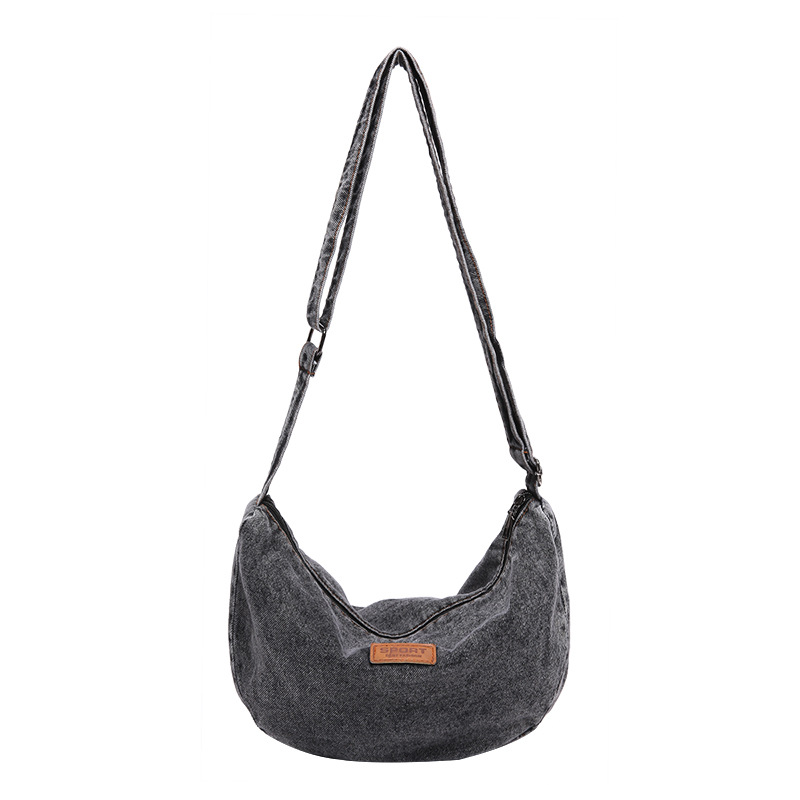 Women's New Shoulder Simple Ladies Denim Dumpling College Student Fashion Canvas Bag - Image 6