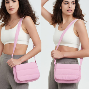 Women’s Bags New nylon cloth small square for women niche design quilted wide shoulder strap crossbody bag simple