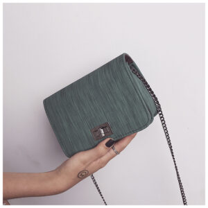 Textured Small Square With Chain Turn Lock, Minimalist Women’s Phone Coin Purse, Shoulder And Crossbody Bag
