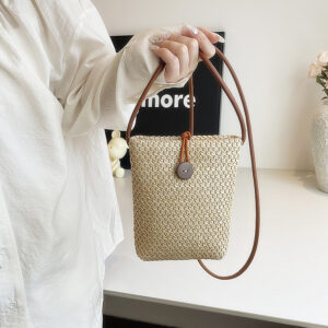 Summer Rainbow Color Straw Mini For Women 2026 New Niche Stylish Woven Shoulder Crossbody Phone Bag