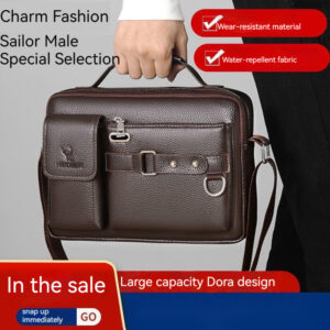 Shoulder Large-capacity Waterproof and Wear-resistant Multi-pocket Business Casual Men’s Messenger Bag