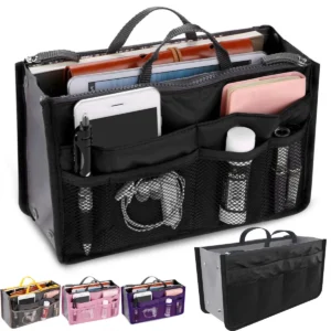 Women Nylon Travel Insert Organizer Large Multiple Handbag Purse Lady Makeup Cosmetic Bag Tote 250402