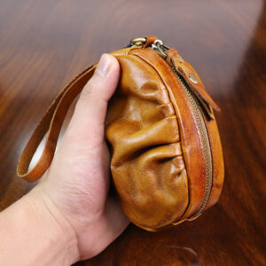 2026 New Plant Tanned Leather Handmade Color Wiping Zero Wrinkle Handheld Bag Multi Functional Wallet Women’s