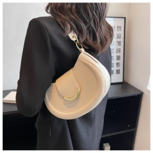 For Women Pu Leather Shouler Crossboy Bag Half Moon Chain Small Bags Casual Fashion Dress Armpit Messenger Laies