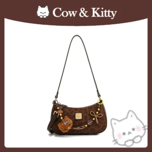 Cow & Kitty Designer Free Shipping Autumn And Winter New Fashionable Plaid Diagonal Cross Retro Mini Versatile Crescent