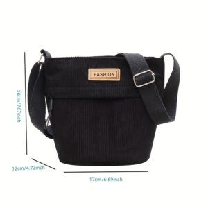 Women Corduroy Crossbody Bag Multi Pocket Adjustable Strap Vintage Casual Daily Travel Shoulder Messenger Handbag