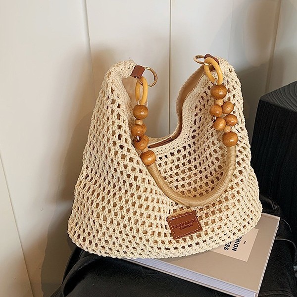 Beach Vacation Woven For Women 2026 New Hollow Knit Handbag Large Capacity Shoulder Underarm Bag - Image 3