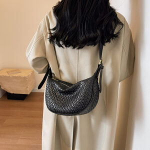 Women Daily Adjustable Strap Woven Simple Hobo Solid Color Fashion Shoulder Shopping Bag