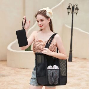 Beach Tote With Mesh Design – Spacious & Stylish Summer For Travel, Pool, Vacation Multifunctional Large Capacity