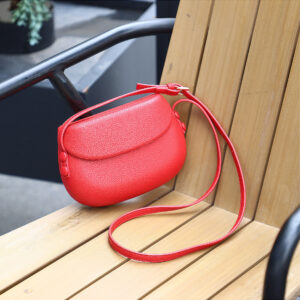 Simple Lychee Pattern Retro Saddle Light Luxury Niche Design Solid Color Mobile Phone Stylish Shoulder Crossbody Small