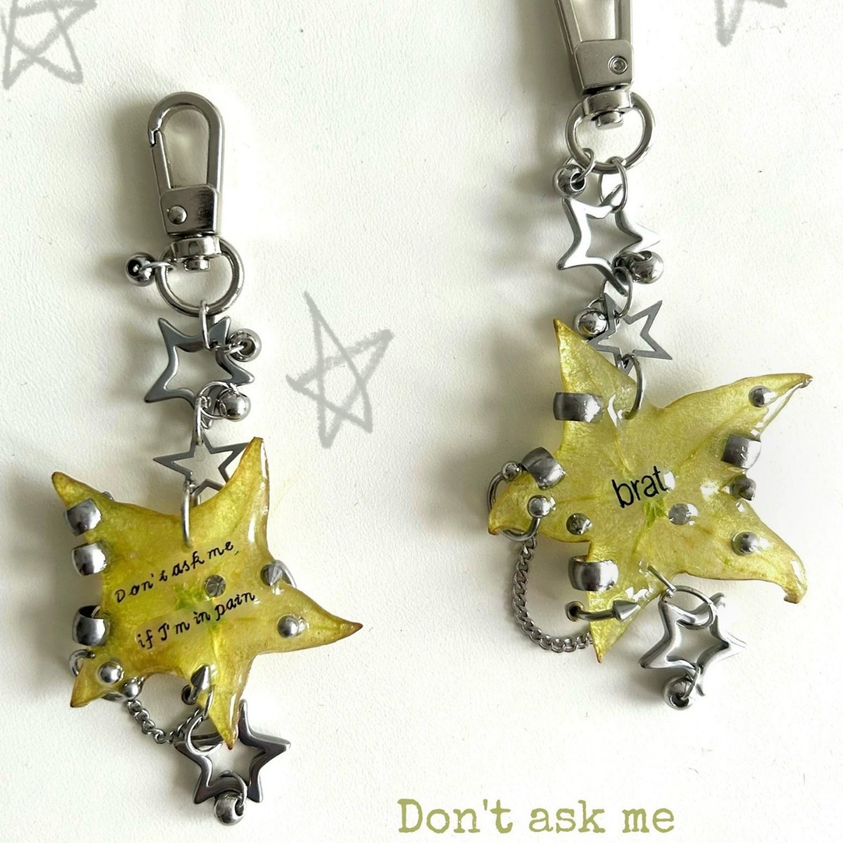Starfruit Star Perforated Nail Epoxy Resin Bag Charm Keychain Simulation Series Niche Hanger - Image 4