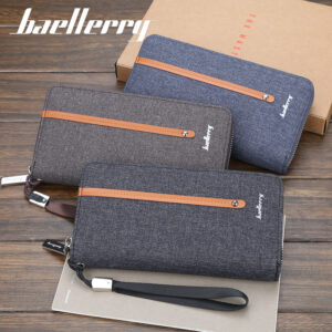 Bags Men’s Long Canvas Zipper Wallet Retro Casual Multi Card Strap Clutch Bag