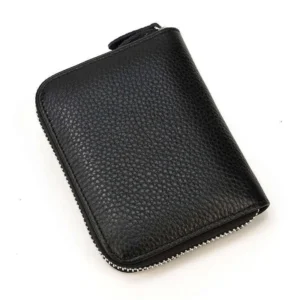 Genuine Leather Purse Top Layer Cowhide Short Wallet Unisex Casual Zipper Card Holder Coin Bag