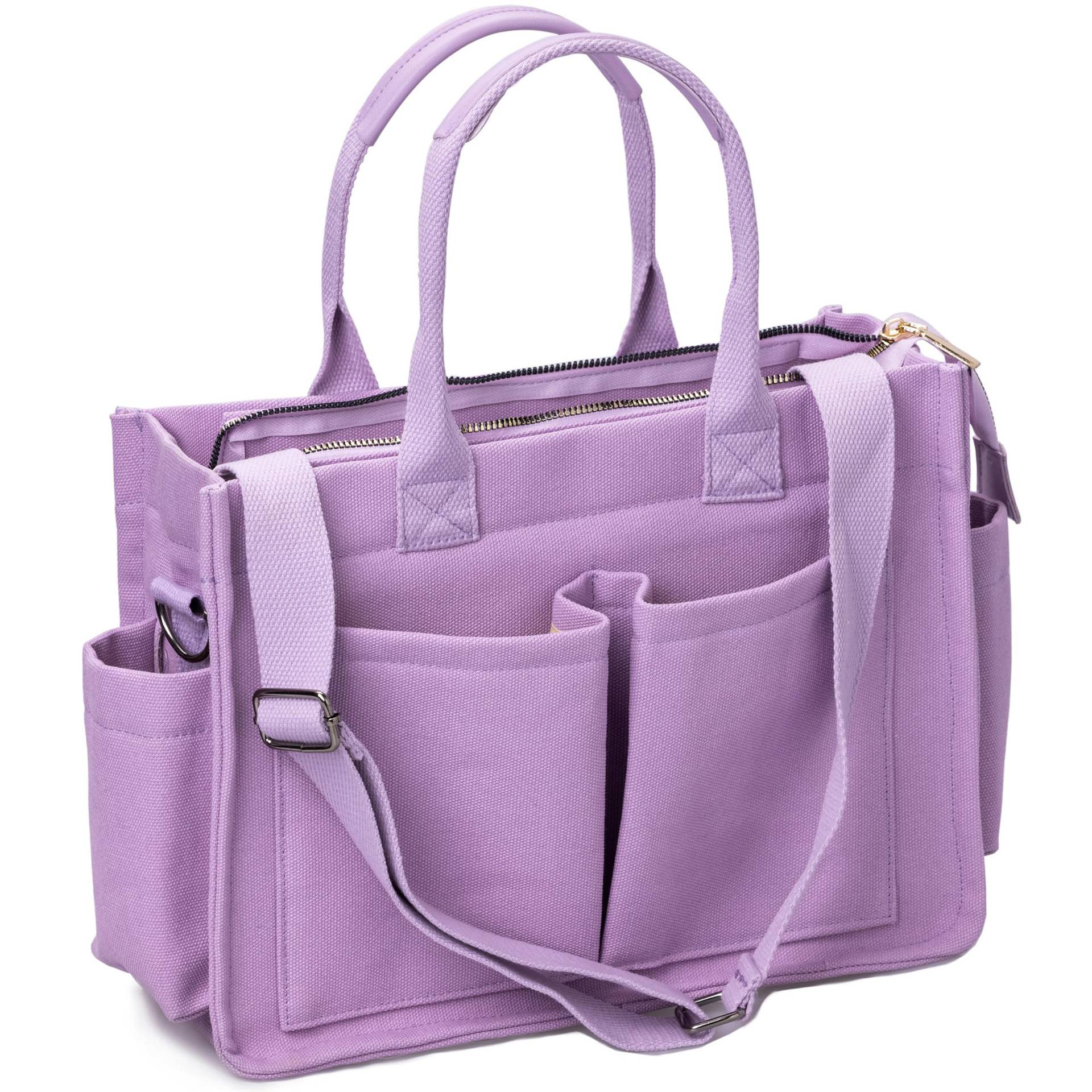 Large Canvas Tote For Women, With Pockets, Laptop Shoulder Bag - Image 11