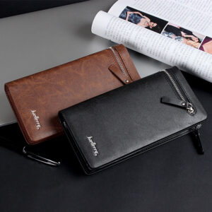 Men’s Long Bifold Wallet, Business Hand Clutch Purse With Outer Zipper Pocket, Large Capacity Multi Card Slots Wallet