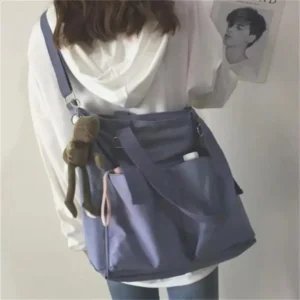 Women Canvas Single Shoulder Large Capacity Hand Bucket Bag Female Crossbody Bags Casual Tote Purses Waterproof Oxford