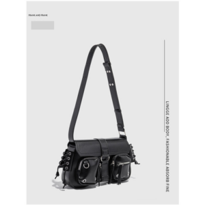Spring And Summer New Black High End Texture Multi Pocket Motorcycle Niche Original Single Shoulder Underarm Messenger