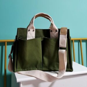 Canvas Korean-style Simple Fashion Handbag Ins Artistic Style Multi-pocket Women’s Distinctive Shoulder Crossbody Bag