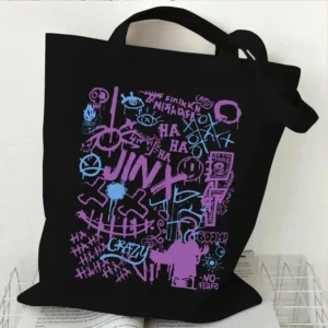 Anime Arcane-Jinx Print Shoulder Women Reusable Shopping Folding Handbags Tote Canvas Bag 250516