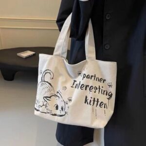 Canvas Female Cartoon Printing Large-capacity Tote Travel Versatile Commuting Large Mother And Baby Bag
