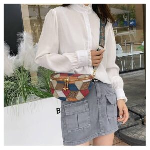 Trend Niche retro popular chest patchwork Fanny pack with wide shoulder strap crossbody bag Commuter shopping travel