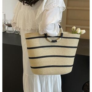 Fashionable Round Ring Straw Handbag Woven Bag For Summer Beach Vacation Versatile Women’s Luggage