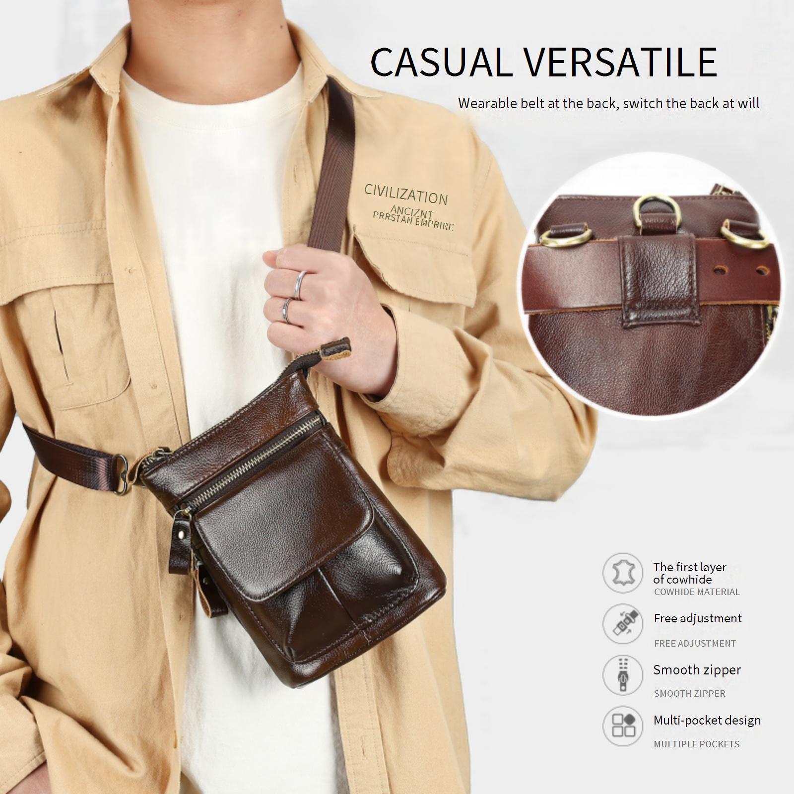 Marant Genuine Leather High End Mini Cowhide Men's One Shoulder Small Hanging Messenger Bag