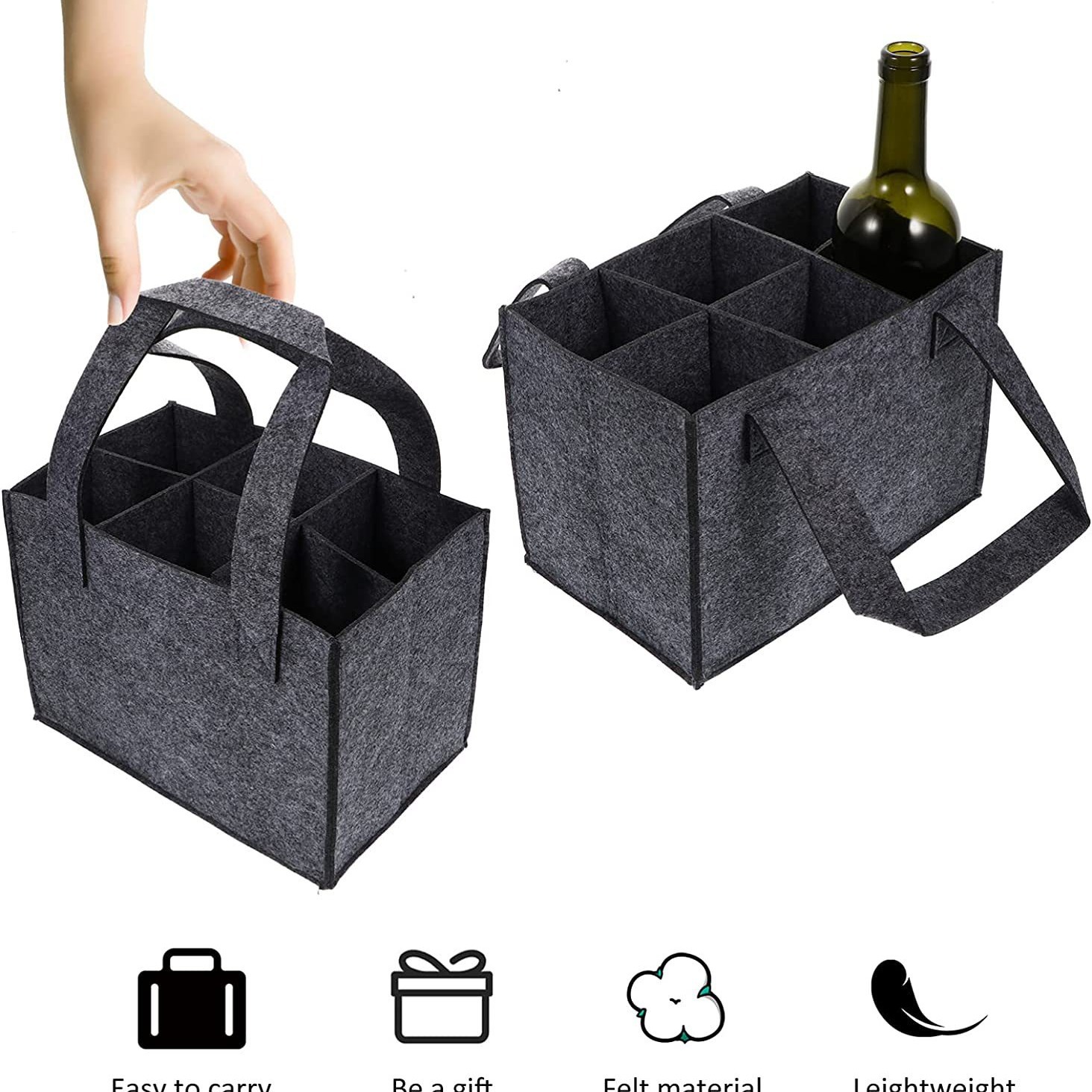 Factory Direct: Non-woven Fabric Carrier Felt Storage Bag, Six-bottle Wine Tote Bag - Image 3