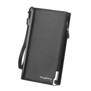 Hengsheng Long Wallet For Men With Multiple Card Slots, Zipper Clutch, Simple Style