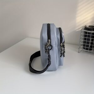 Vintage Canvas Patchwork Mini Crossbody Unisex Casual Street Small Shoulder Messenger Bag Multi Pocket Portable Phone