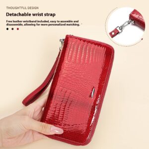Women’s Genuine Leather Long Zip Wallet With Phone Pocket – Slim Minimalist Clutch Purse For Daily Essentials, Available