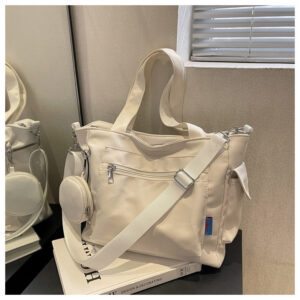 New Solid Color Canvas Large Capacity Single Shoulder Handheld Student Versatile Tote Crossbody Bag