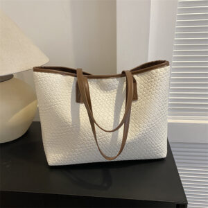 Casual Style Solid Color Tote 2026 Winter Vintage Shoulder Underarm Crossbody Large Capacity Commuting Bag