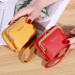 Card Holders Large Capacity Coin Clip Bag Multiple Positions Money Wallet Women’s Fashion Wrist Strap Short Zero