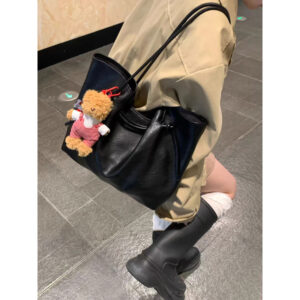 High-end Retro Strap Tote For Women 2026 Large Capacity PU Leather Shoulder Bag Fashion Handbag