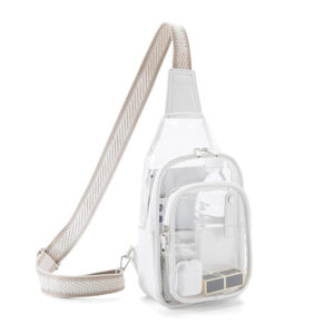 Women’s Transparent Chest PVC Fashion Casual Waterproof Shoulder Bag For Men Check-Free Security