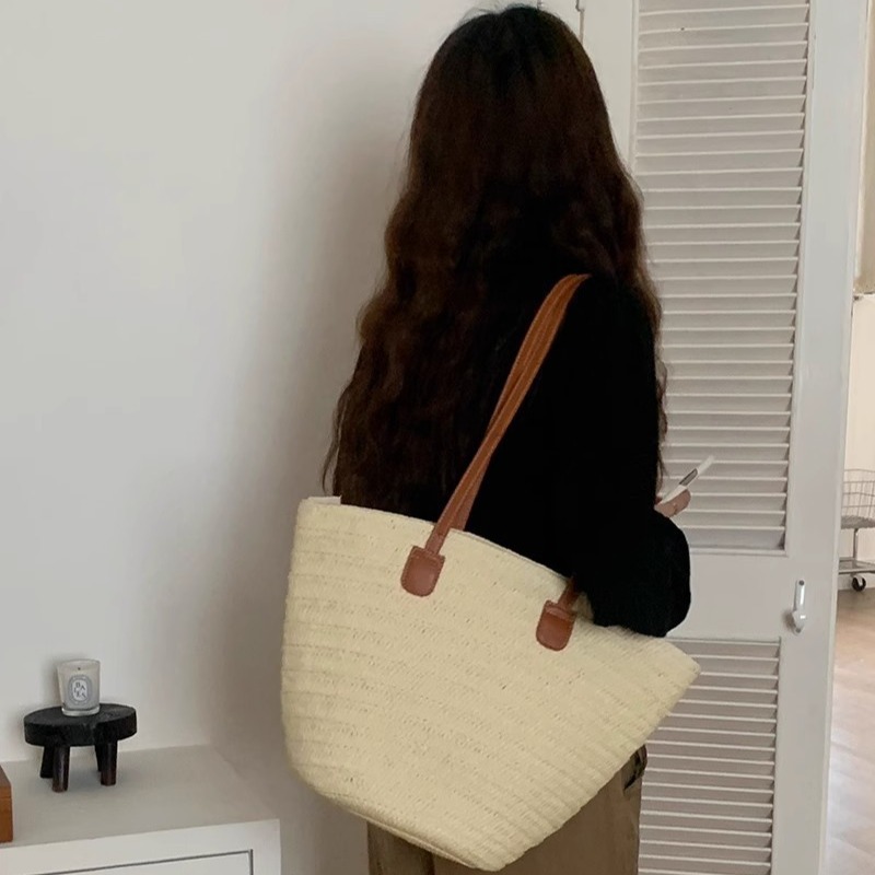 Straw For Women Large Capacity 2026 New Vacation Beach Woven Bucket Commuter Tote Bag Trendy - Image 4