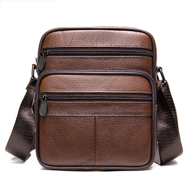 First layer genuine men's Men's single shoulder Business leather casual crossbody bag - Image 7