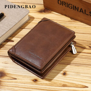 New Retro Business Short Multi-slot Zipper Coin Men’s Wallet